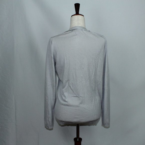 NWOT Ann Taylor Light Gray Cardigan Sweater w/Satin - Picture 2 of 2